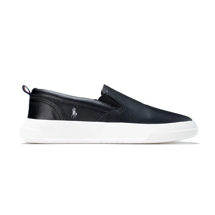 Tênis Casual Masculino Slip-On Polo Preto
